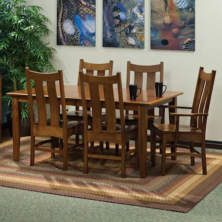 7 pc. 60x60" Rectangular Leg Dining Table and Chairs Set